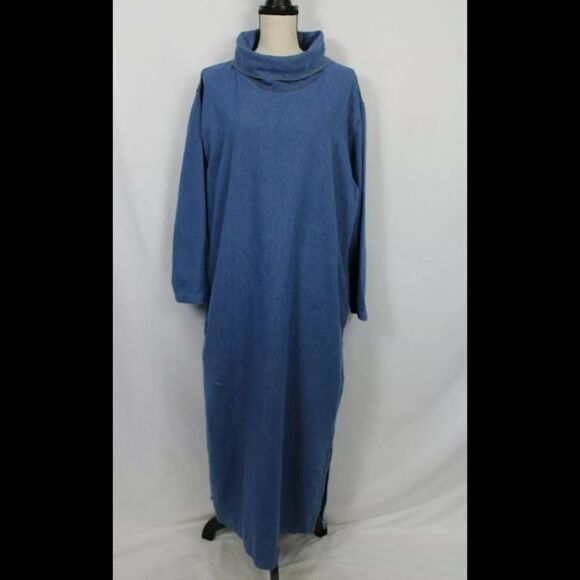 COLDWATER CREEK SIZE M TURTLE NECK CHAMBRAY DENIM - Picture 1 of 8